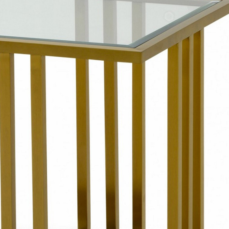 Everly Quinn Glass Top Frame End Table Wayfair